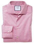  Extra Slim Fit Semi-spread Business Casual Non-iron Modern Textures Pink Cotton Dress Shirt Single Cuff Size 14.5/32 By Charles Tyrwhitt