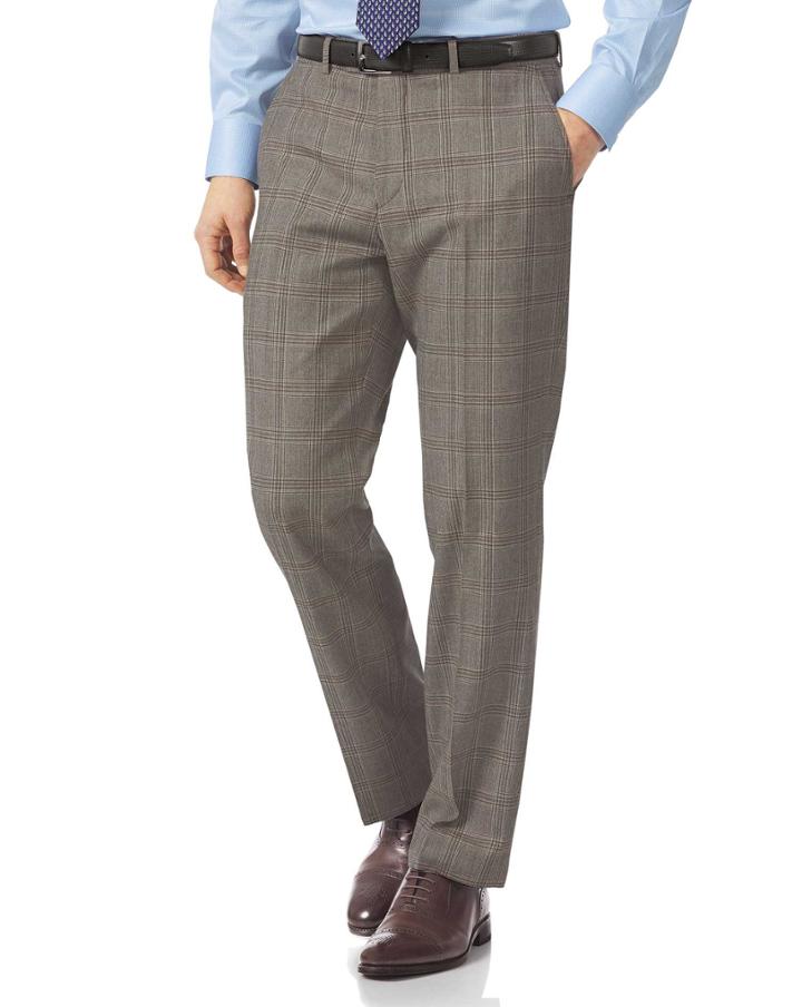  Grey Classic Fit British Prince Of Wales Check Luxury Suit Wool Pants Size W32 L32 By Charles Tyrwhitt
