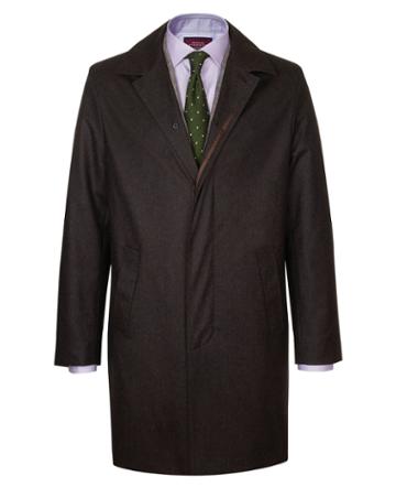  Brown Italian Wool Rainwool Coat Size 38 By Charles Tyrwhitt
