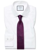  Classic Fit Non-iron White Royal Panama Cotton Dress Shirt Single Cuff Size 15/33 By Charles Tyrwhitt