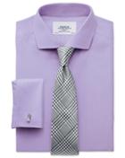  Slim Fit Spread Collar Non-iron Twill Lilac Cotton Dress Shirt French Cuff Size 14.5/32 By Charles Tyrwhitt