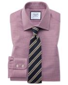  Slim Fit Red Small Puppytooth Egyptian Cotton Dress Shirt French Cuff Size 14.5/33 By Charles Tyrwhitt