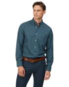  Slim Fit Teal Check Soft Wash Non-iron Twill Cotton Casual Shirt Single Cuff Size Small By Charles Tyrwhitt