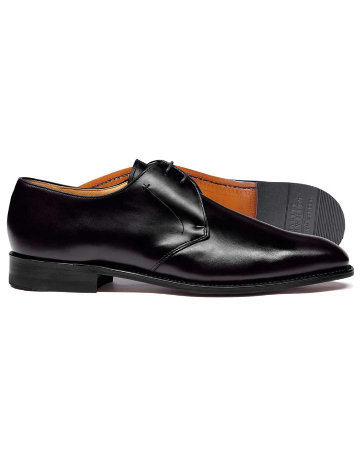  Black Goodyear Welted 2 Eyelet Derby Shoes Size 11.5 By Charles Tyrwhitt