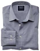  Classic Fit Blue And Grey Check Soft Textured Cotton Casual Shirt Single Cuff Size Large By Charles Tyrwhitt
