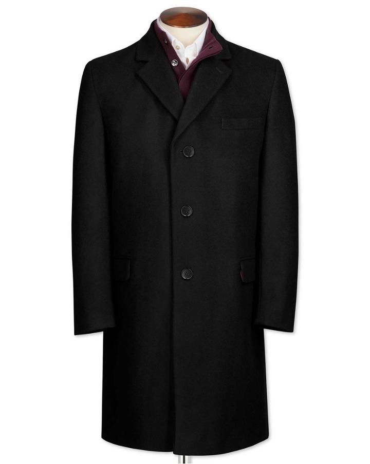 Charles Tyrwhitt Black Wool And Cashmere Overwool/cashmere Coat Size 40 By Charles Tyrwhitt
