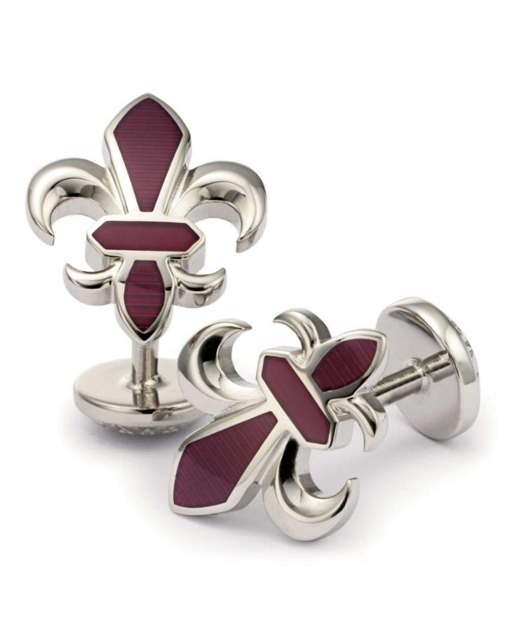 Charles Tyrwhitt Burgundy Fleur-de-lys Enamel Cuff Links By Charles Tyrwhitt