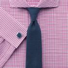 Charles Tyrwhitt Charles Tyrwhitt Slim Fit Non-iron Spread Collar Basketweave Check Raspberry Cotton Dress Shirt Size 15/35