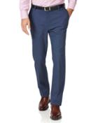 Blue Classic Fit Stretch Non-iron Cotton Tailored Pants Size W32 L30 By Charles Tyrwhitt