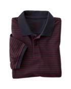 Charles Tyrwhitt Charles Tyrwhitt Slim Fit Navy And Wine Striped Pique Cotton Polo Size Xs