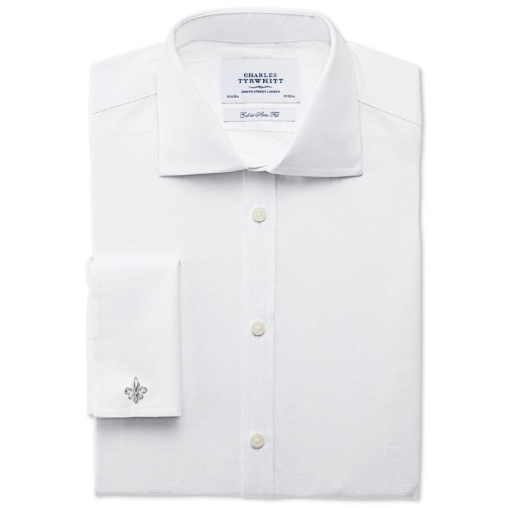 Charles Tyrwhitt Charles Tyrwhitt White Regency Weave Semi-spread Extra Slim Fit Shirt (14.5 - 32)