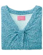 Charles Tyrwhitt Charles Tyrwhitt Women's Blue Abstract Printed Knot Detail Jersey Synthetic Top Size 4