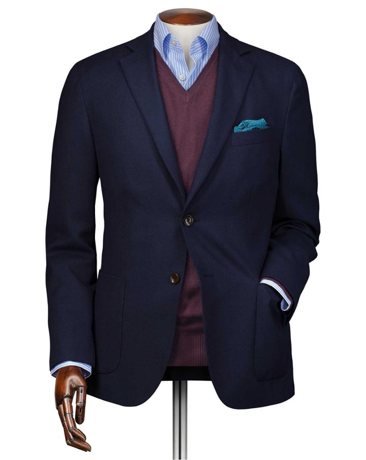  Slim Fit Navy Italian Wool Wool Blazer Size 38 By Charles Tyrwhitt