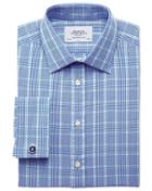 Charles Tyrwhitt Charles Tyrwhitt Extra Slim Fit Prince Of Wales Check Blue And Green Cotton Dress Shirt Size 14.5/32