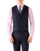 Charles Tyrwhitt Navy Adjustable Fit Italian Twill Luxury Suit Wool Vest Size W36 By Charles Tyrwhitt