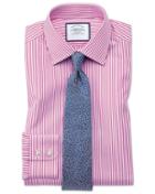 Charles Tyrwhitt Slim Fit Bengal Stripe Pink Cotton Dress Shirt French Cuff Size 14.5/33 By Charles Tyrwhitt