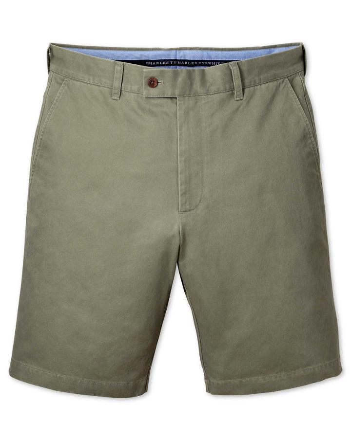  Light Green Slim Fit Chino Cotton Shorts Size 32 By Charles Tyrwhitt