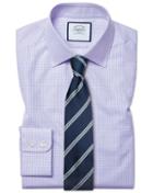  Classic Fit Small Gingham Lilac Cotton Dress Shirt Single Cuff Size 15.5/33 By Charles Tyrwhitt