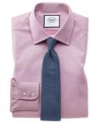  Classic Fit Magenta Cube Weave Egyptian Cotton Dress Shirt Single Cuff Size 15.5/33 By Charles Tyrwhitt