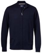 Charles Tyrwhitt Charles Tyrwhitt Navy Merino Wool Zip Through Cardigan Size Large