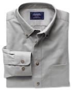 Charles Tyrwhitt Charles Tyrwhitt Classic Fit Non-iron Twill Button-down Collar Grey Cotton Dress Shirt Size Medium