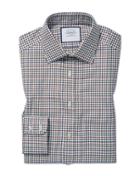  Classic Fit Country Check Navy And Berry Cotton Dress Shirt Single Cuff Size 15.5/34 By Charles Tyrwhitt