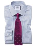 Charles Tyrwhitt Slim Fit Non-iron Stripe Navy Blue Cotton Dress Shirt Single Cuff Size 15/33 By Charles Tyrwhitt
