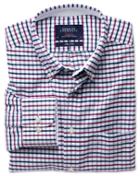 Charles Tyrwhitt Slim Fit Navy And Berry Tattersall Washed Oxford Cotton Casual Shirt Single Cuff Size Medium By Charles Tyrwhitt