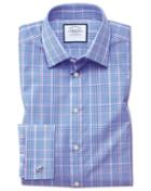 Charles Tyrwhitt Slim Fit Prince Of Wales Check Blue Cotton Dress Shirt French Cuff Size 14.5/32 By Charles Tyrwhitt