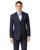  Blue Slim Fit Jaspe Check Business Suit Wool Jacket Size 36 By Charles Tyrwhitt