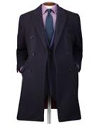  Navy Wool And Cashmere Double Breasted Epsom Overwool/cashmere Coat Size 42 By Charles Tyrwhitt