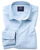 Charles Tyrwhitt Classic Fit Non-iron Oxford Light Blue Plain Cotton Casual Shirt Single Cuff Size Large By Charles Tyrwhitt