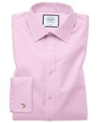  Slim Fit Pink Non-iron Twill Cotton Dress Shirt French Cuff Size 15.5/32 By Charles Tyrwhitt