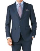  Blue Slim Fit Twill Business Suit Wool Jacket Size 36 By Charles Tyrwhitt