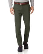  Dark Green Extra Slim Fit Flat Front Non-iron Cotton Chino Pants Size W30 L30 By Charles Tyrwhitt