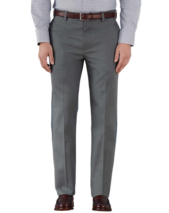 Charles Tyrwhitt Charles Tyrwhitt Charcoal Slim Fit Flat Front Cotton Chino Pants Size W30 L32