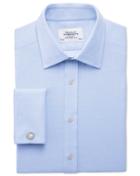 Charles Tyrwhitt Slim Fit Egyptian Cotton Diamond Texture Sky Blue Dress Shirt Single Cuff Size 16.5/36 By Charles Tyrwhitt