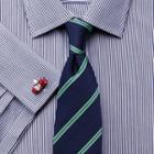 Charles Tyrwhitt Charles Tyrwhitt Navy And Green Silk Classic Double Stripe Tie