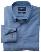 Charles Tyrwhitt Charles Tyrwhitt Slim Fit Non-iron Twill Blue Cotton Dress Shirt Size Large