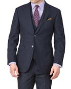 Charles Tyrwhitt Charles Tyrwhitt Navy Check Slim Fit Saxony Business Suit Wool Jacket Size 36