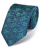 Charles Tyrwhitt Navy And Green Silk Luxury English Floral Tie By Charles Tyrwhitt