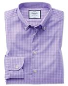  Slim Fit Business Casual Non-iron Button-down Lilac Cotton Dress Shirt Single Cuff Size 15/33 By Charles Tyrwhitt