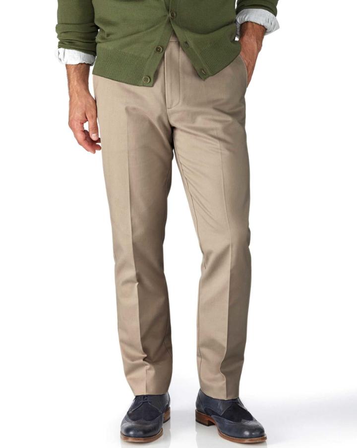 Charles Tyrwhitt Charles Tyrwhitt Stone Extra Slim Fit Flat Front Non-iron Cotton Chino Pants Size W30 L30