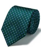  Green Silk Three Colour Puppytooth Stain Resistant Tie By Charles Tyrwhitt