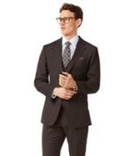  Brown Slim Fit Birdseye Travel Suit Wool Jacket Size 38 By Charles Tyrwhitt