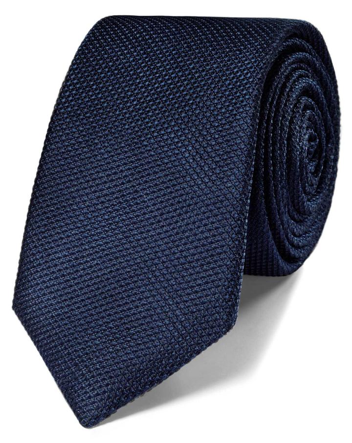 Charles Tyrwhitt Navy Silk Classic Plain Slim Tie By Charles Tyrwhitt
