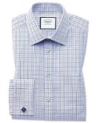  Classic Fit Purple Multi Check Egyptian Cotton Dress Shirt French Cuff Size 15.5/33 By Charles Tyrwhitt