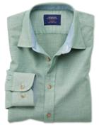 Charles Tyrwhitt Classic Fit Washed Textured Mid Green Cotton Casual Shirt Single Cuff Size Small By Charles Tyrwhitt