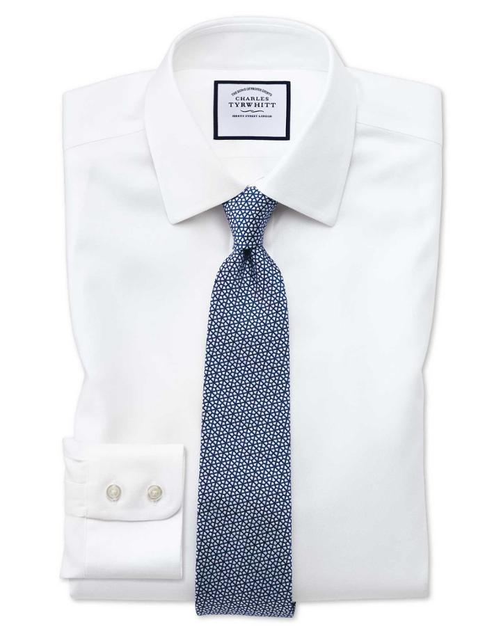 Charles Tyrwhitt Extra Slim Fit Non-iron Step Weave White Cotton Dress Shirt French Cuff Size 14.5/32 By Charles Tyrwhitt