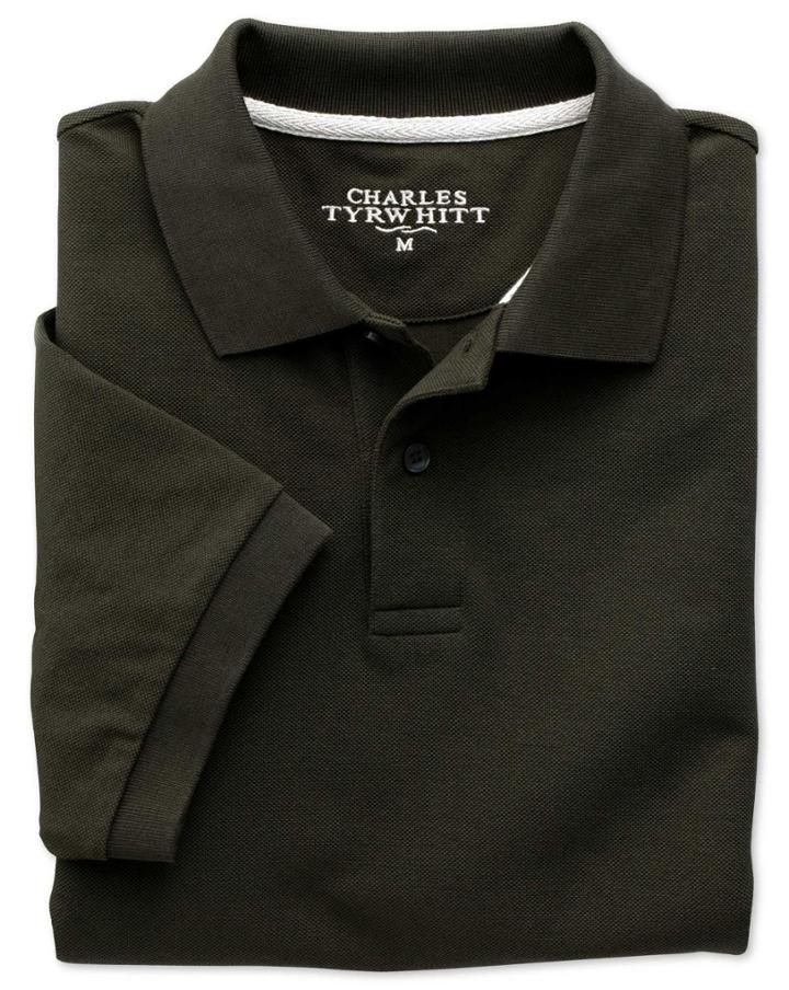 Charles Tyrwhitt Charles Tyrwhitt Dark Green Pique Cotton Polo Size Xs